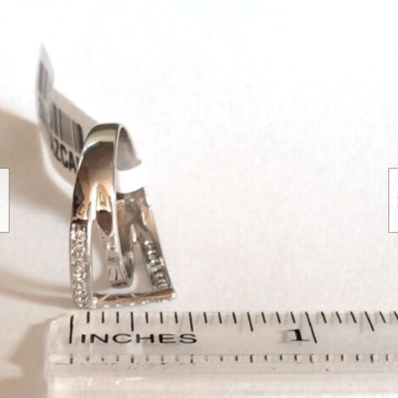 Silver Art Deco Cocktail Ring Size 6 7 9 Cubic Zirconia Rhodium Plated Geometric - Picture 7 of 7